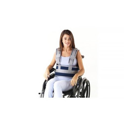 Cinto abdominal com alças e fecho em clip para cadeira de rodas