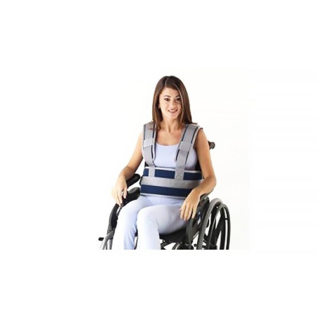 Cinto abdominal com alças e fecho magnético para cadeira de rodas